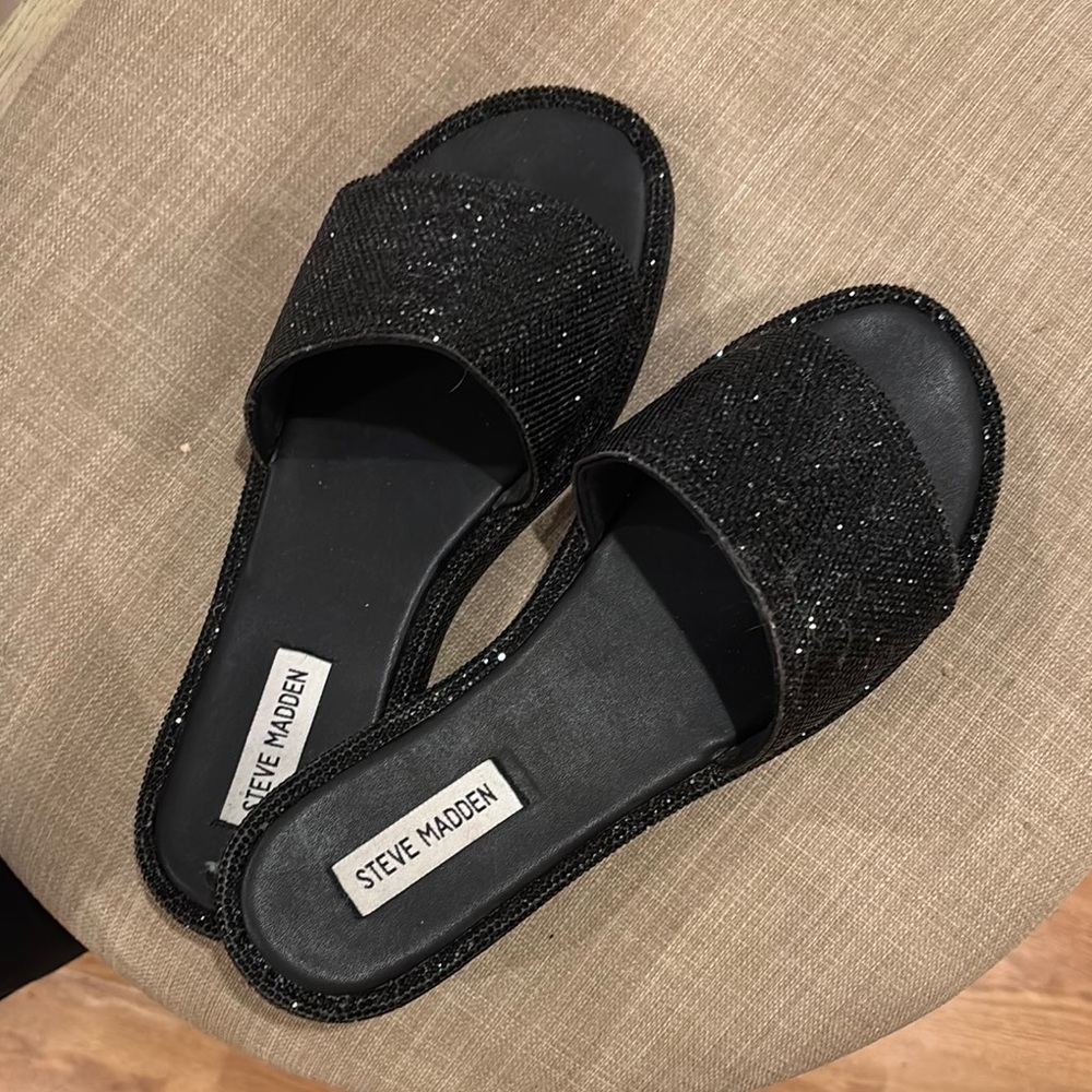 Steve Madden Black Slide Sandals